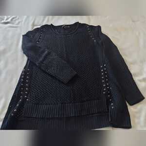 Rock & Republic Black Open-Knit Sweater